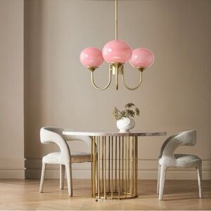 NEW Mid Century Modern Pink & Gold Pendant Light Ceiling Fixture